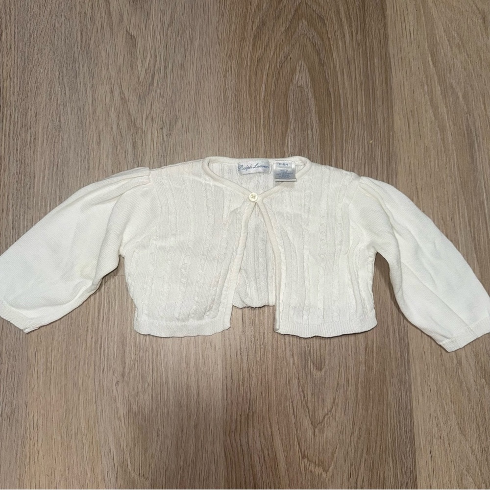 Ralph Lauren White Knit Cardigan - Baby Size 0-6M